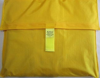 An AvSax fire containment bag